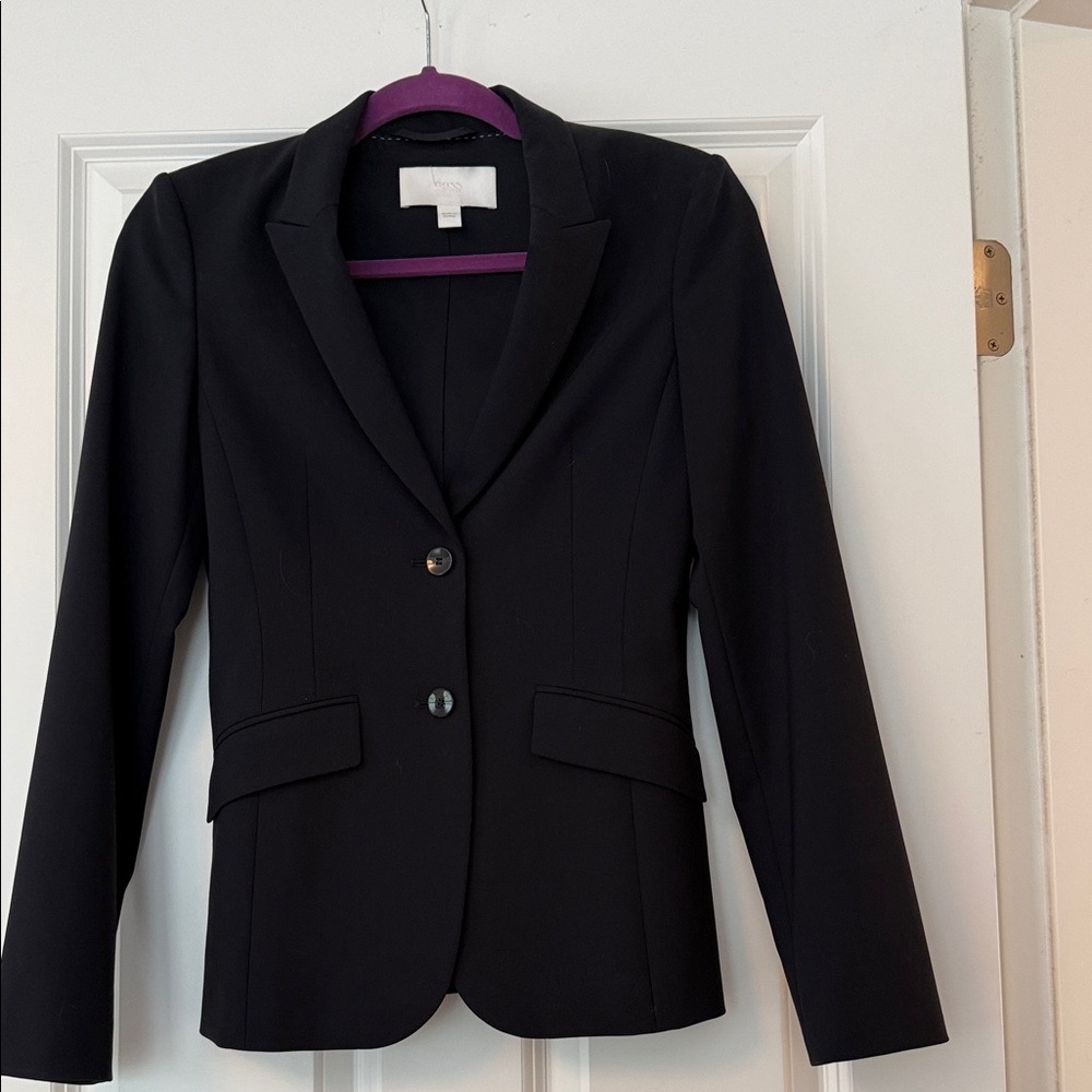 BOSS by Hugo Boss Juleah Virgin Wool Peak Lapel Collar Two-Button Blazer Jacket